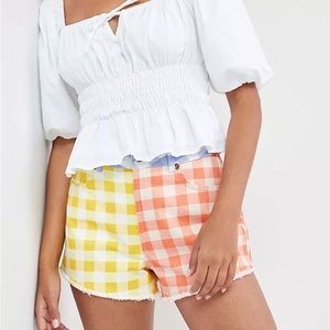 Farm Rio Gingham Denim Shorts